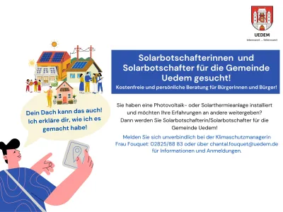Solarbotschafterin/Solarbotschafter für die Gemeinde Uedem gesucht!