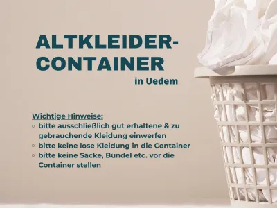 Altkleidercontainer in Uedem Wichtige Hinweise