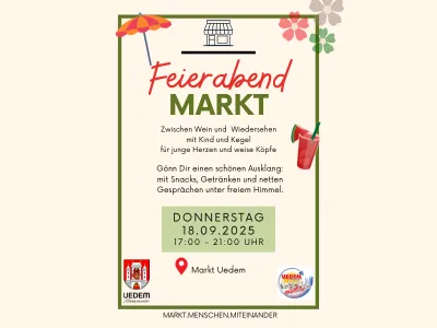 Feierabendmarkt Donnerstag, 18.09.2025 17:00-21:00 Uhr