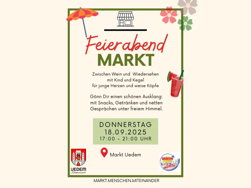 Feierabendmarkt Donnerstag, 18.09.2025 17:00-21:00 Uhr